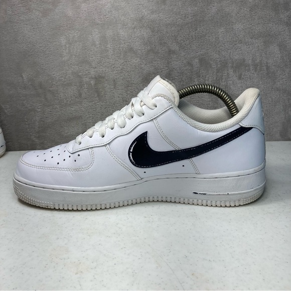 Nike White Air Force 1 Paint Dripping Navy Blue Custom Men's Sz 11 315115-112 - Picture 8 of 11